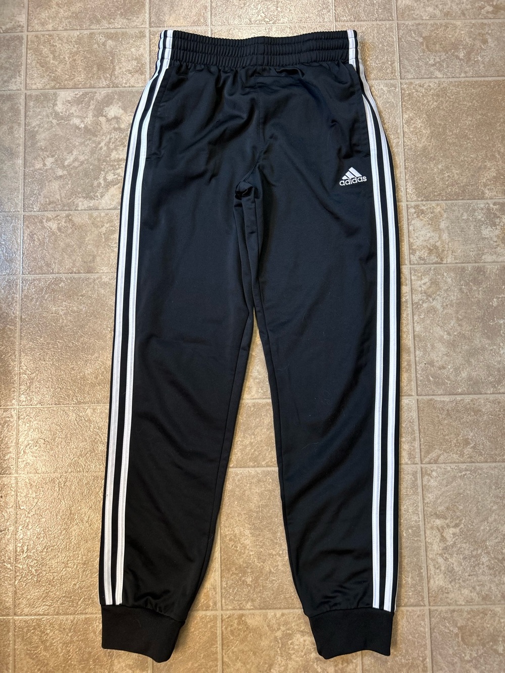 adidas Kids Black Track Pants with White Stripes